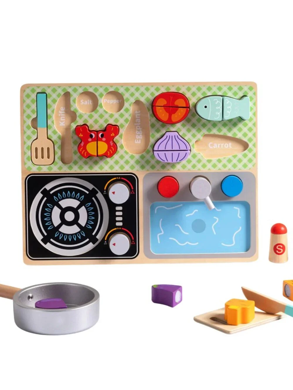 NEW Montessori Wooden Kitchen Play Set Pretend Cooking Toy Kids Gift